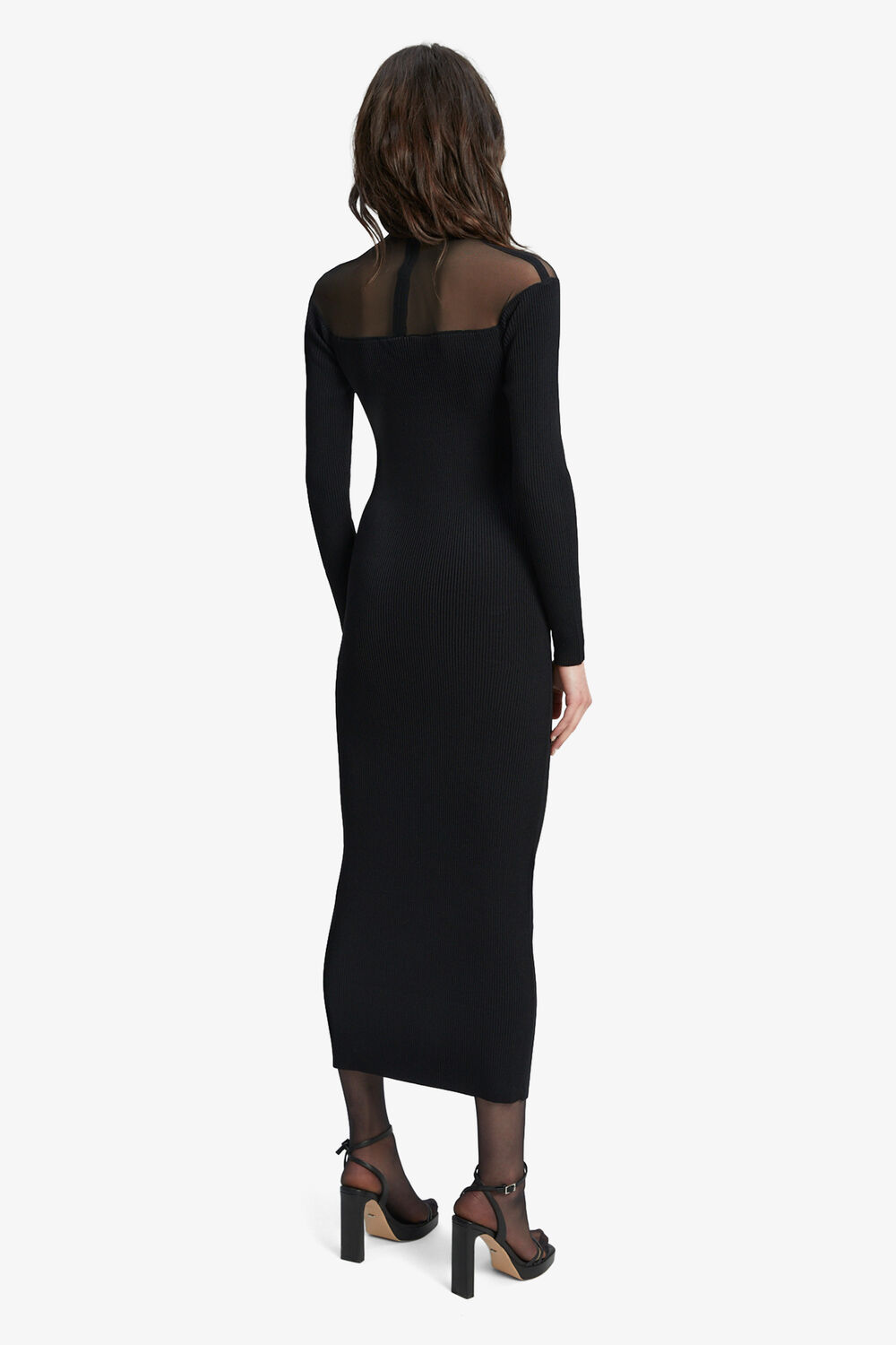 APEROL KNIT MIDI DRESS in colour CAVIAR