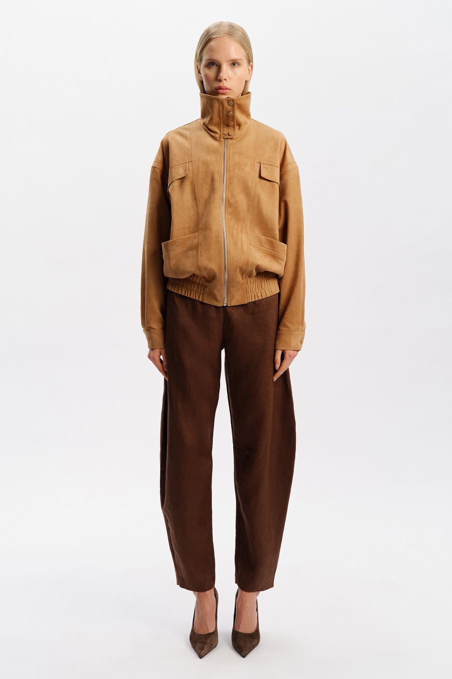 REGINA FAUX SUEDE JACKET in colour Russet