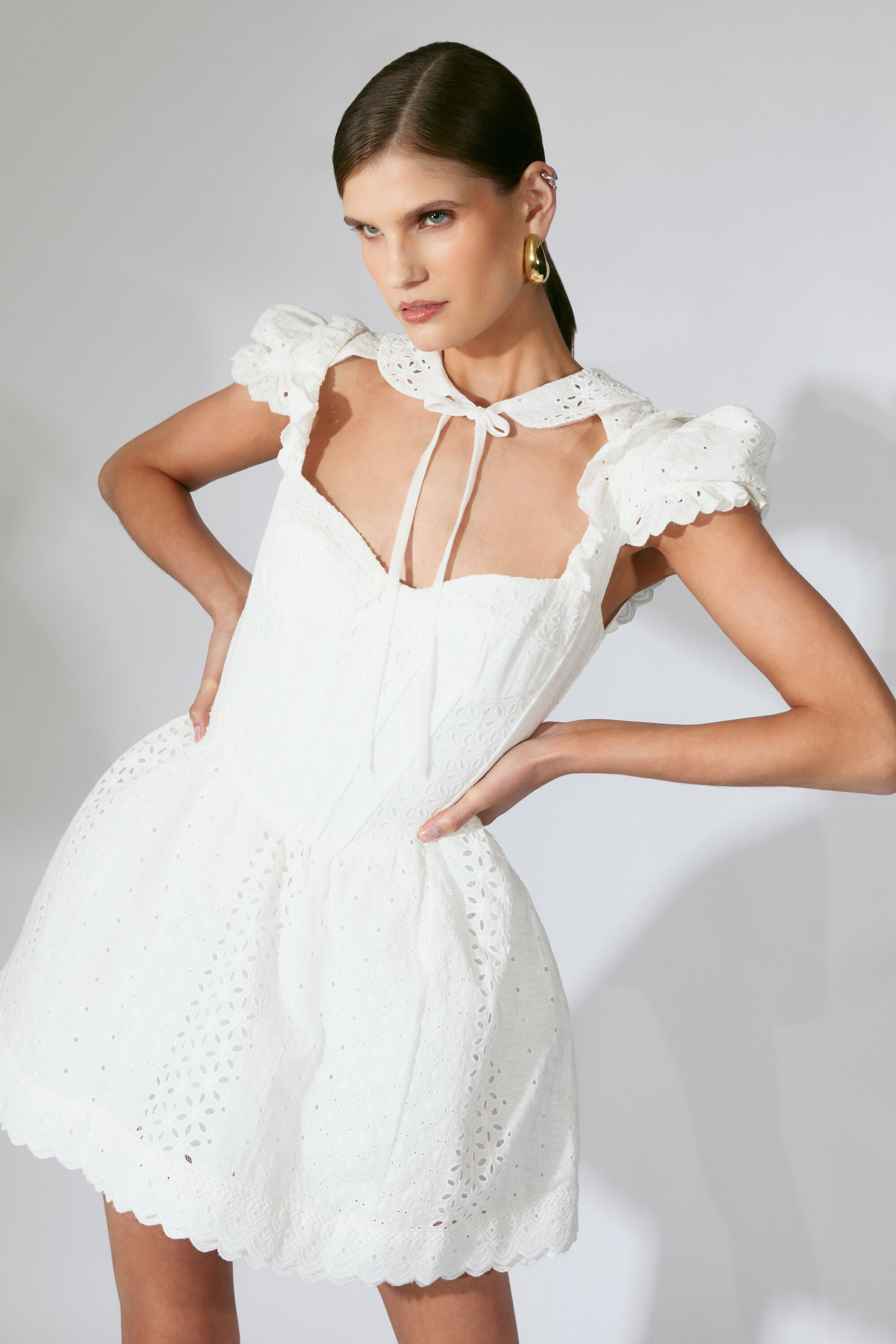 bardot white lace dress Floral Mesh Bardot Lace Dress White