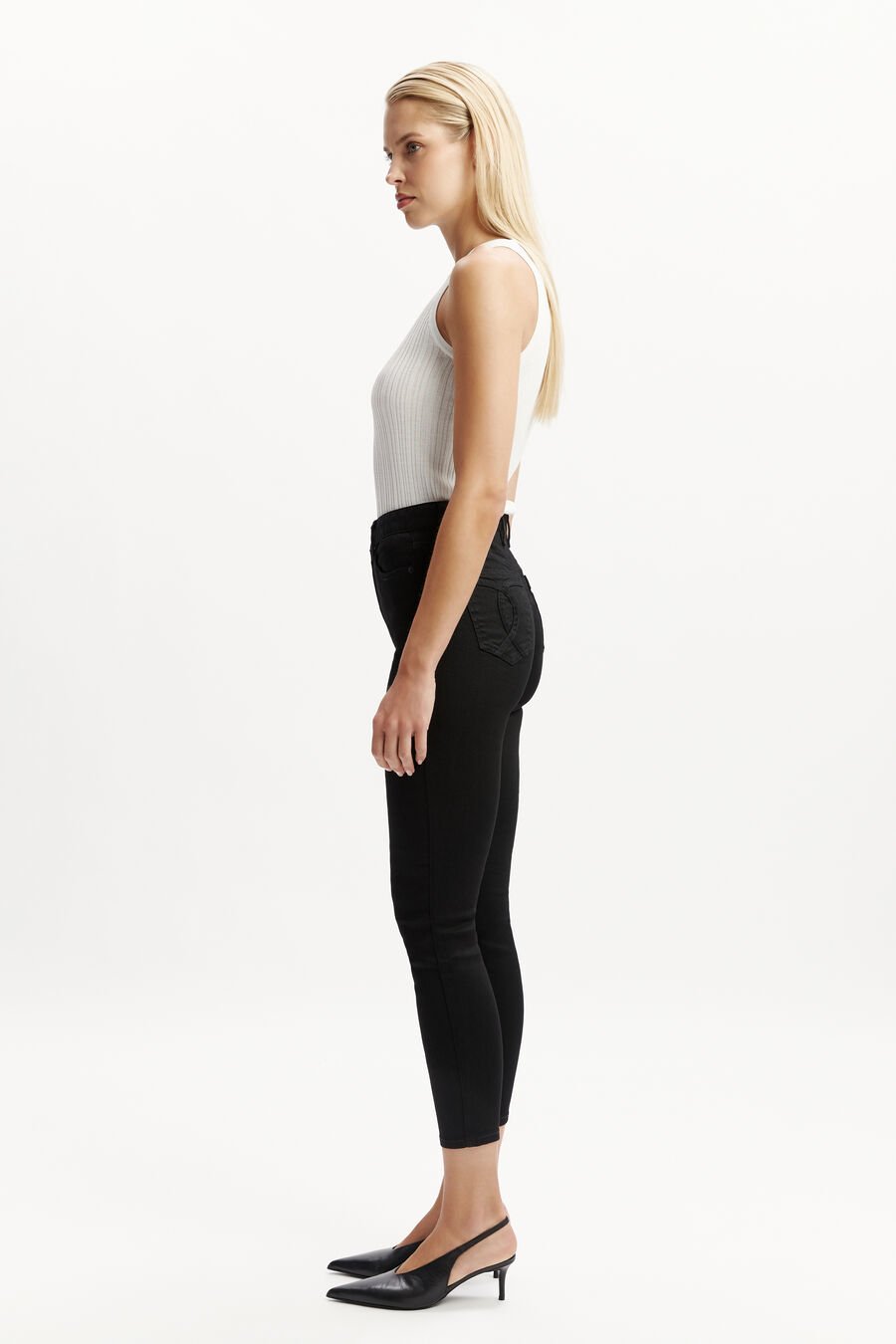 KHLOE HI CROP JEANS in colour BLACK