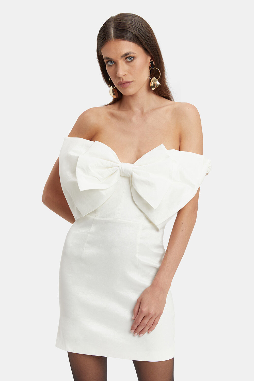 White bow dress top