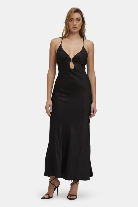 ZURI SLIP DRESS in colour CAVIAR