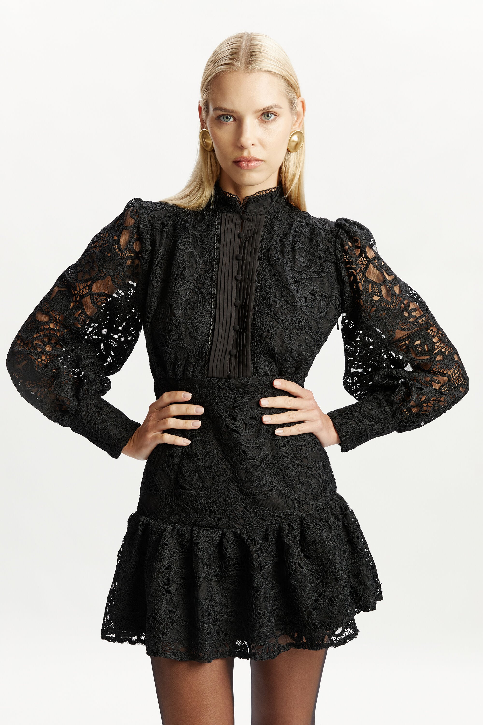Bardot Remy Embroidered Mini Dress Black