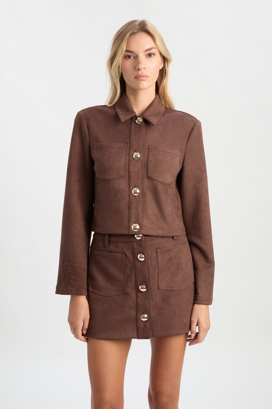 LORENZO VEGAN SUEDE SHIRT in colour Chocolate