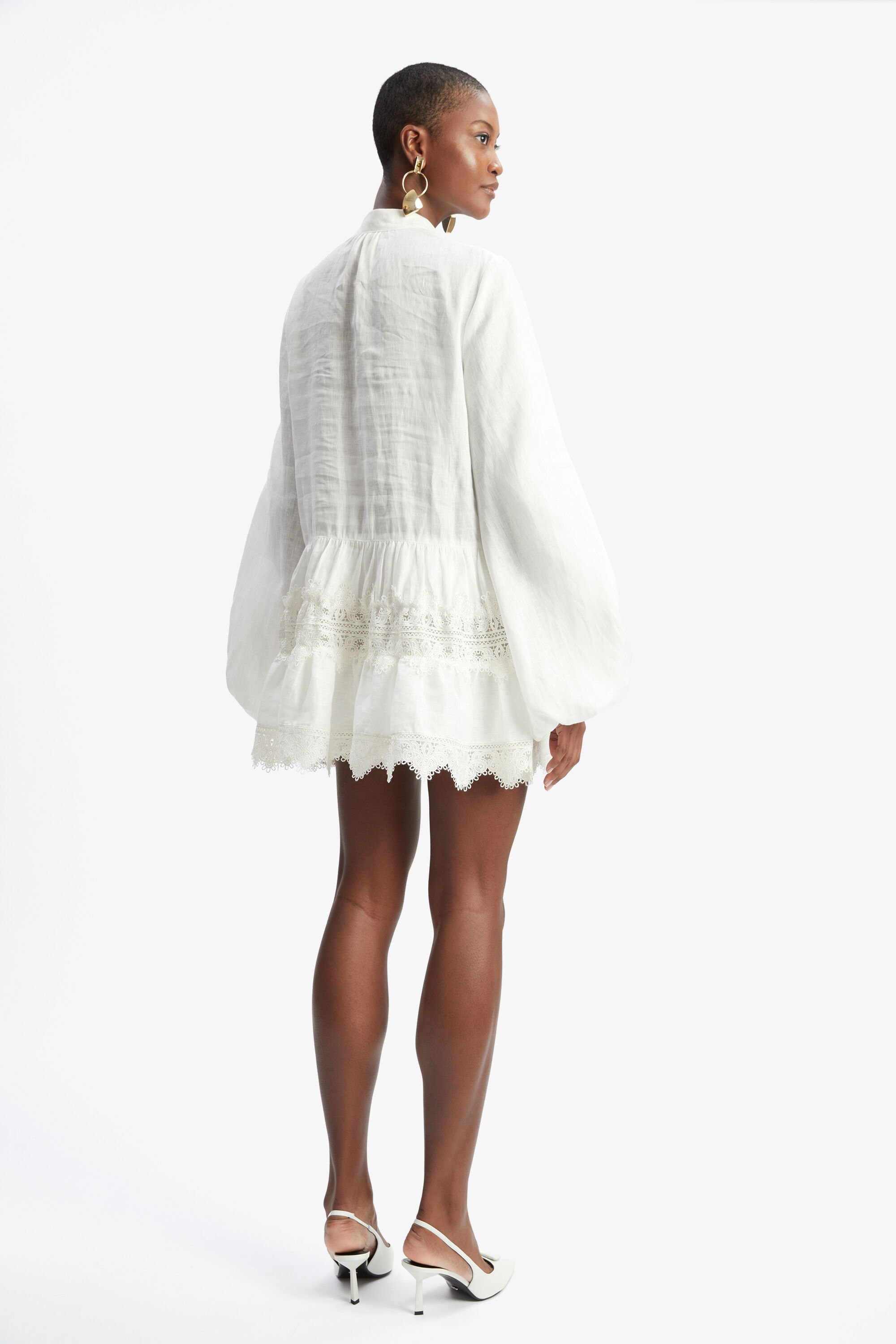 Antonia Lace Trim Mini Dress In Orchid Wht | Bardot