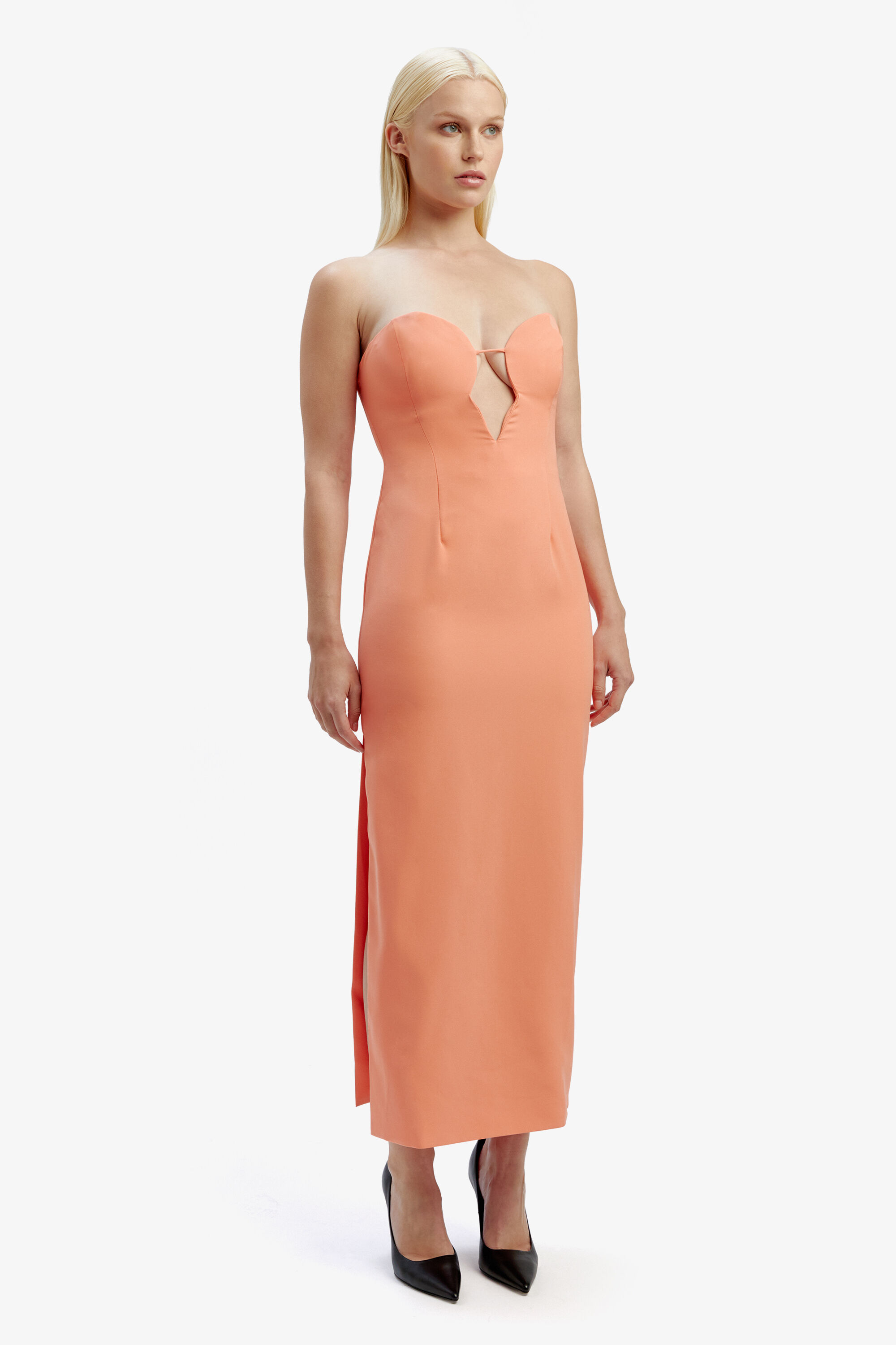Orange bardot midi dress online