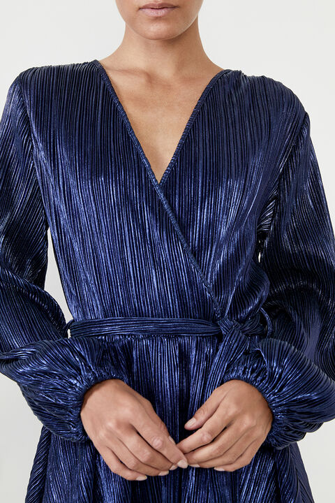 BELLISSA PLEAT DRESS in colour EVENING BLUE