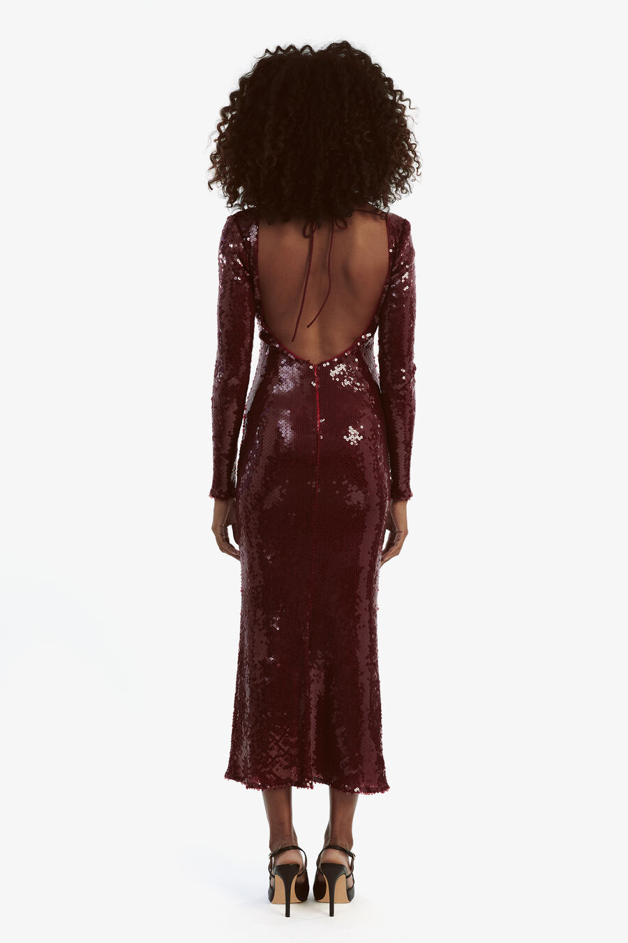 VERONA SEQUIN MAXI DRESS in colour BURGUNDY
