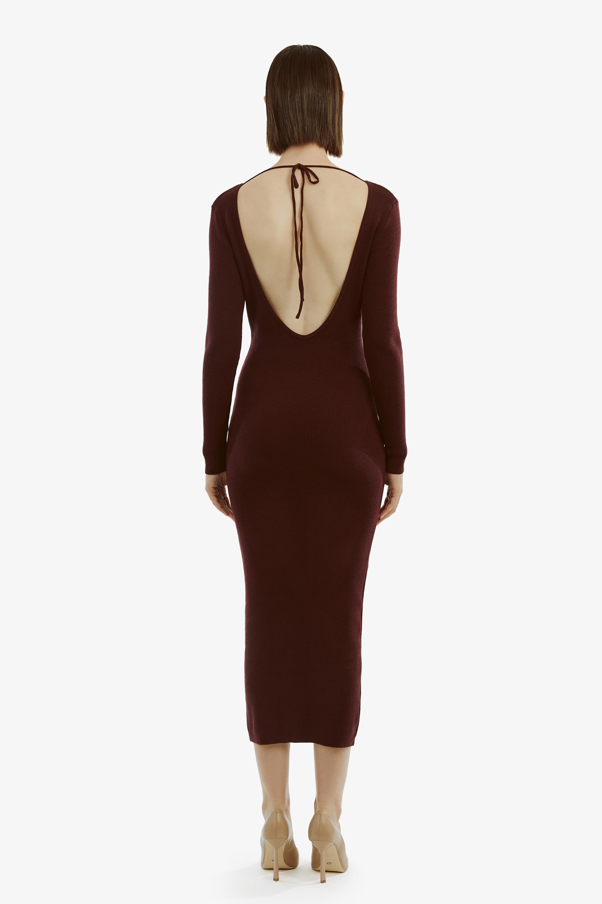 Verona | Burgundy  Draped Asymmetric-Neck Skater Mini Dress