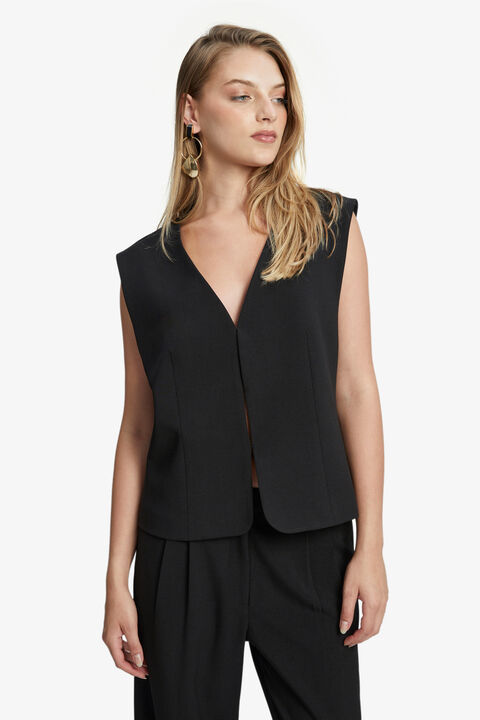 SLOANE LONGLINE VEST in colour CAVIAR