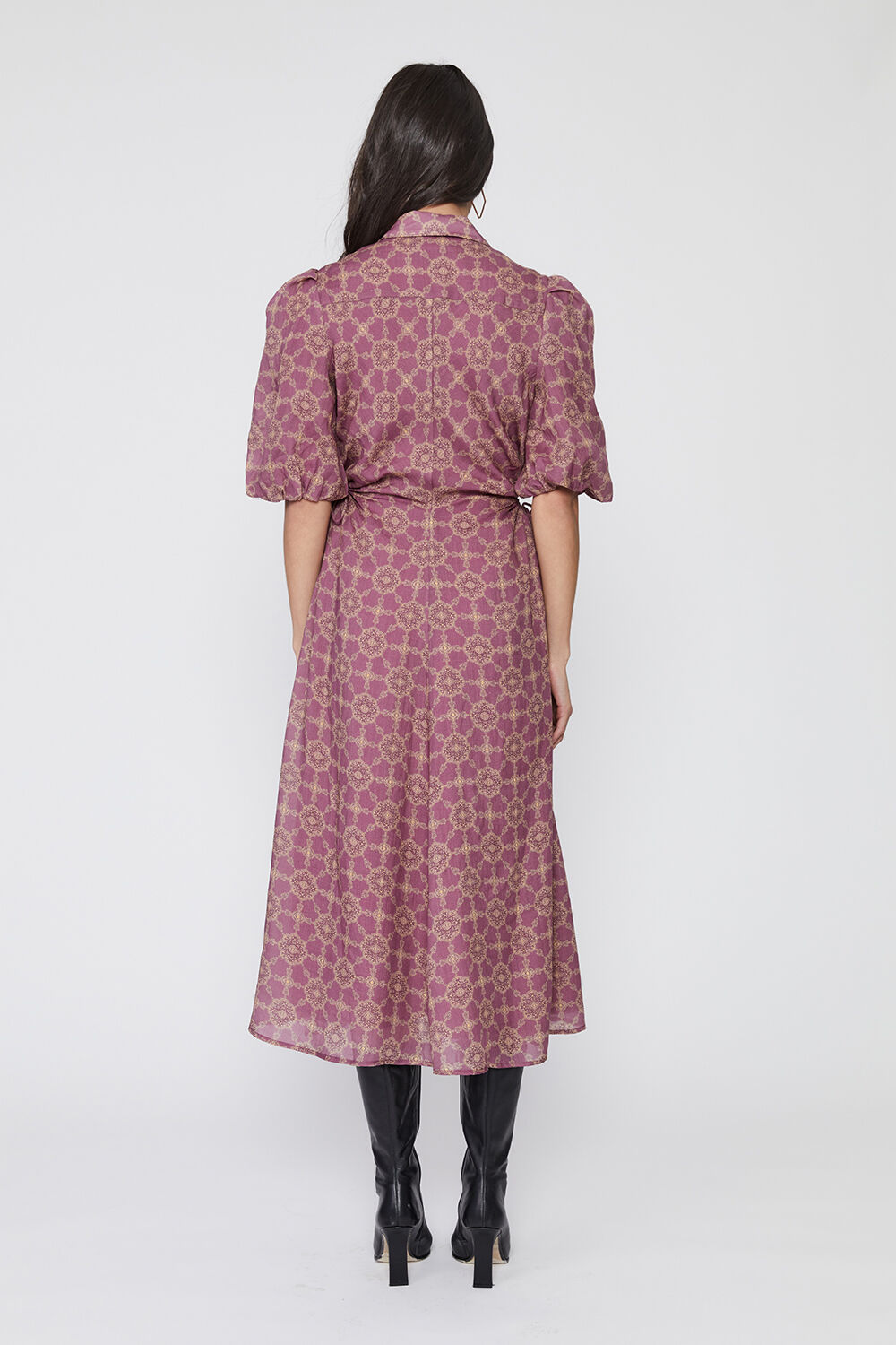 CUT OUT MIDI SHIRT DRESS in colour PALE MAUVE