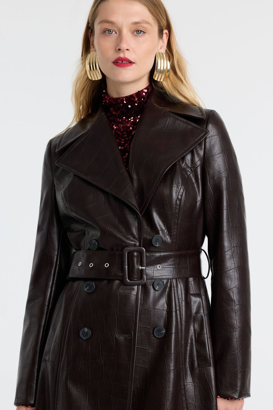 Andros Vegan Croc Leather Coat