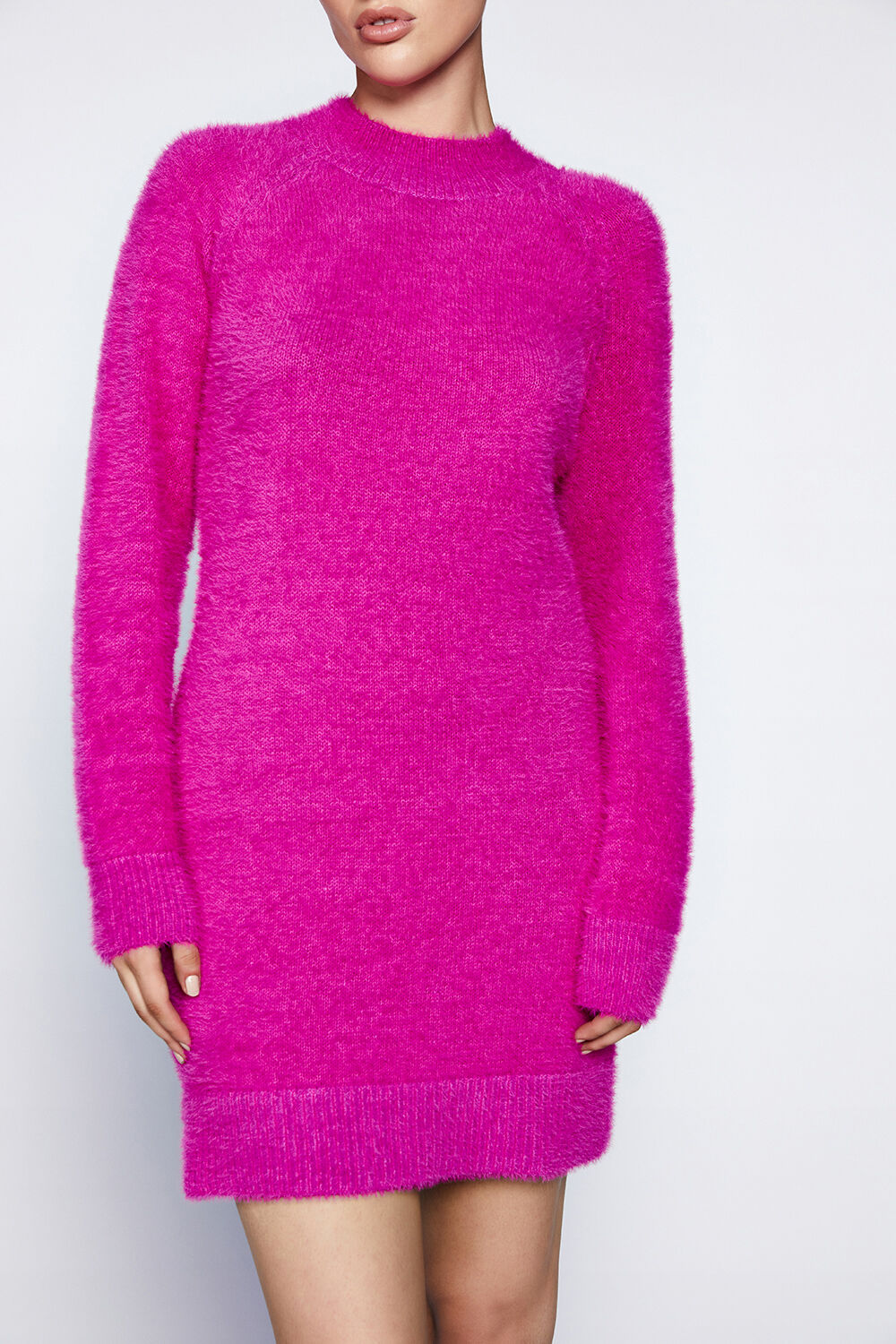 Hot pink top knit dress