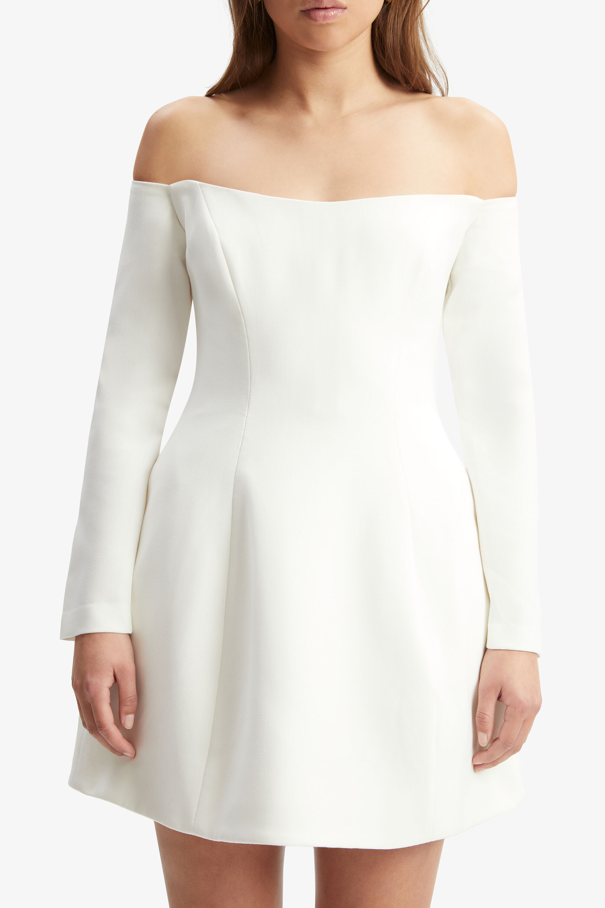 Nadene Hourglass Mini Dress In Orchid White | Bardot