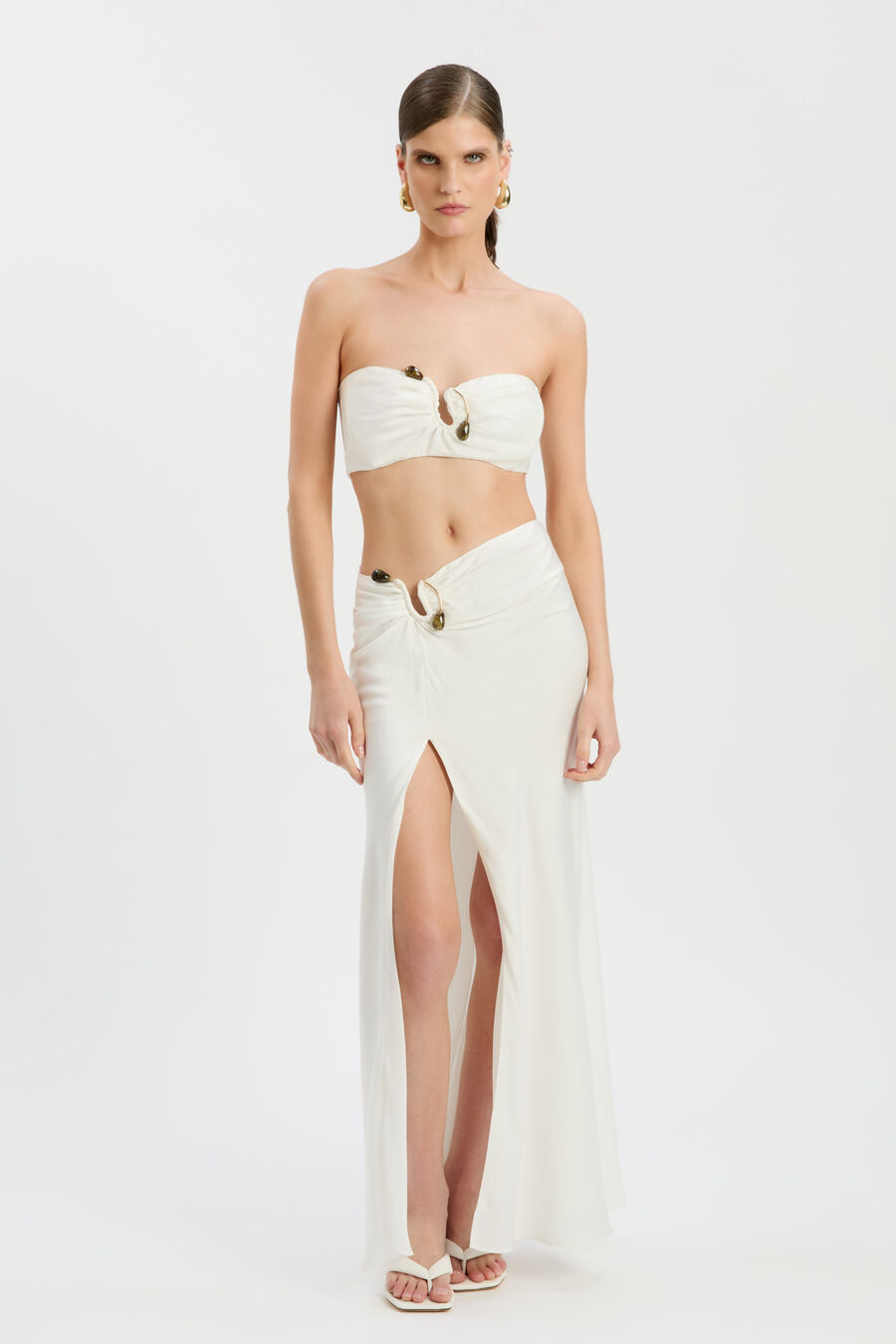 DYLAN SATIN BANDEAU TOP in colour Orchid White