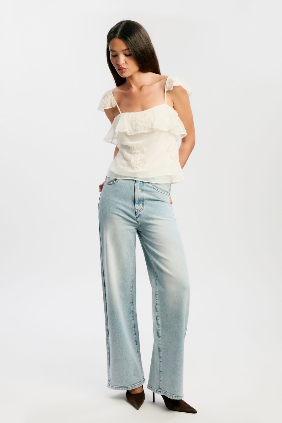 LISETTE FRILL DETAIL CAMI in colour Ivory