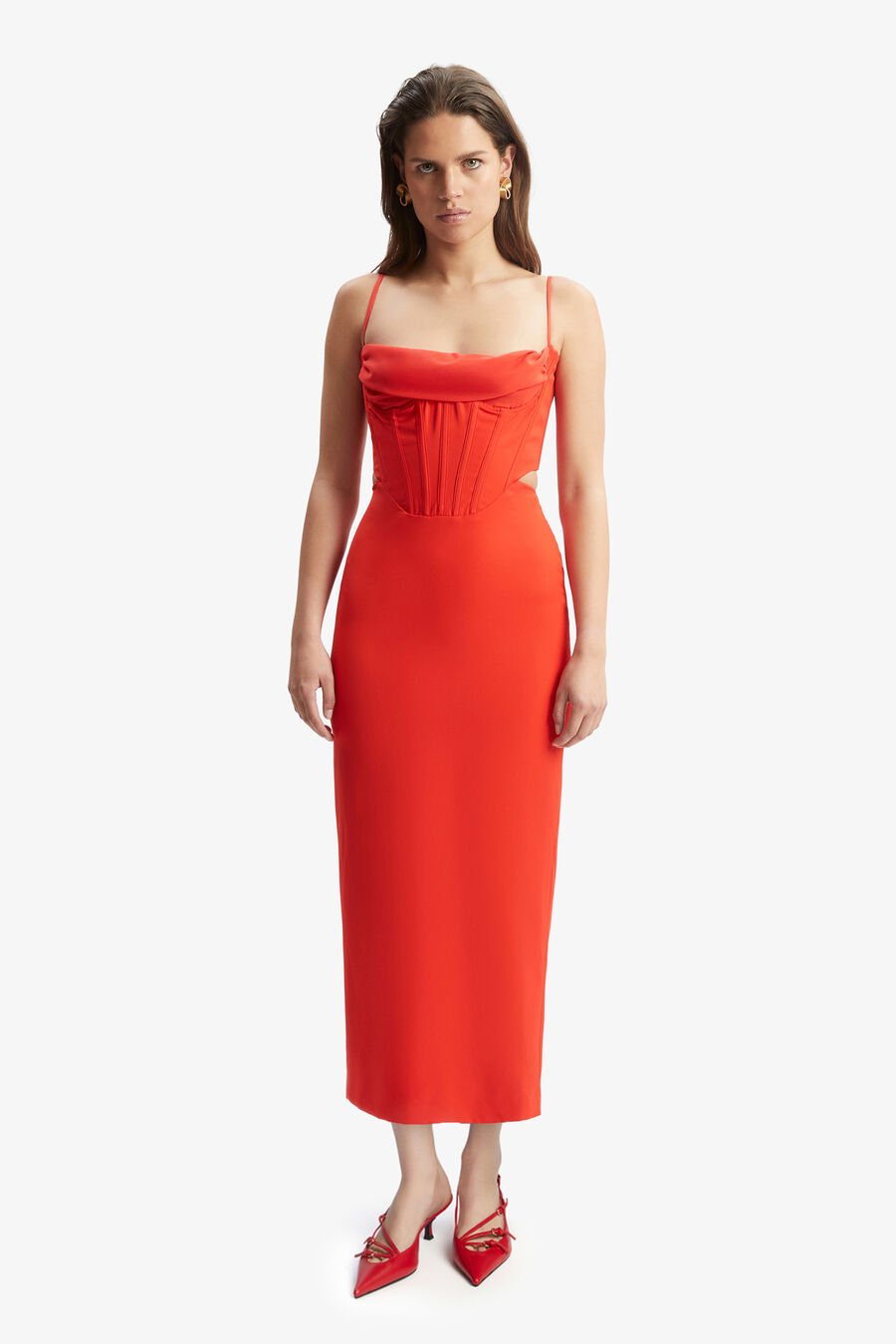 MARTINI MIDI DRESS in colour FIRE RED