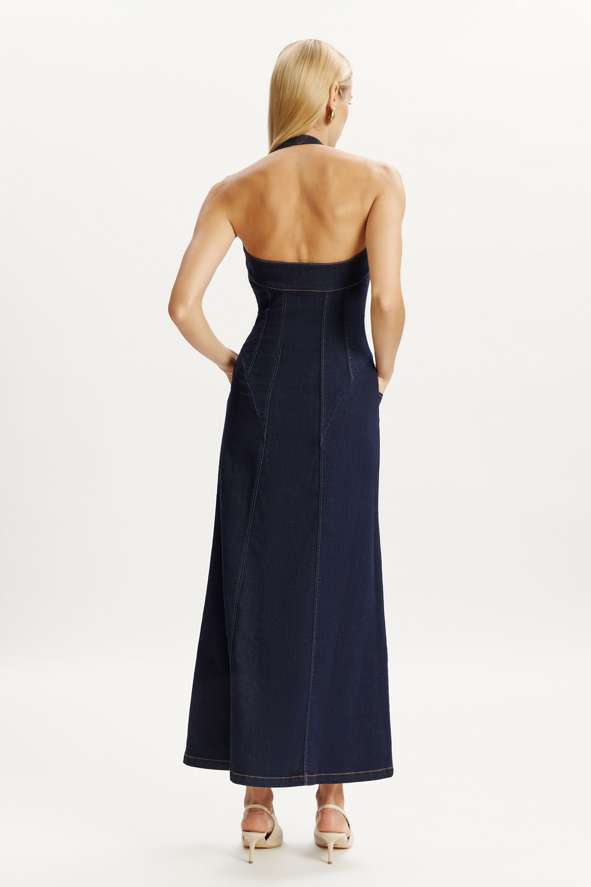 bardot miami denim dress Martel Denim Midi Dress In Dark