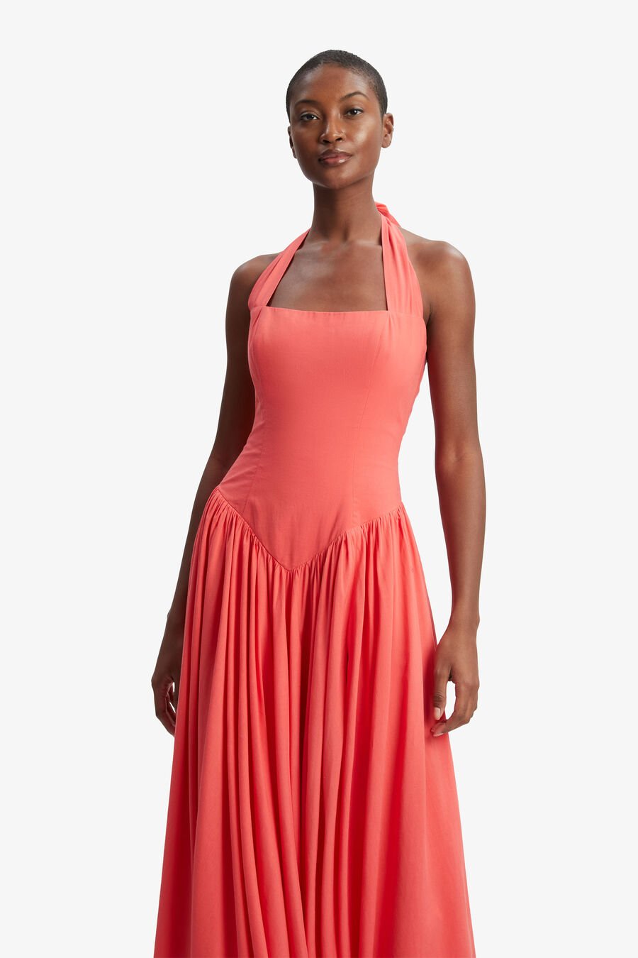 MARABELLA HALTER MAXI DRESS in colour MELON
