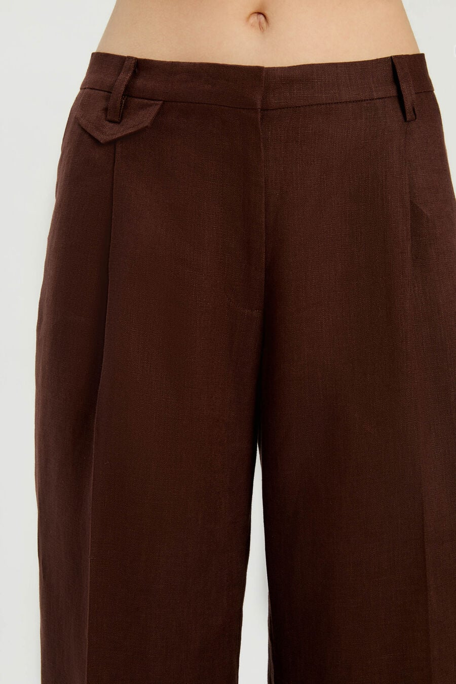 GEORDY HIPSTER LINEN PANT in colour Chocolate