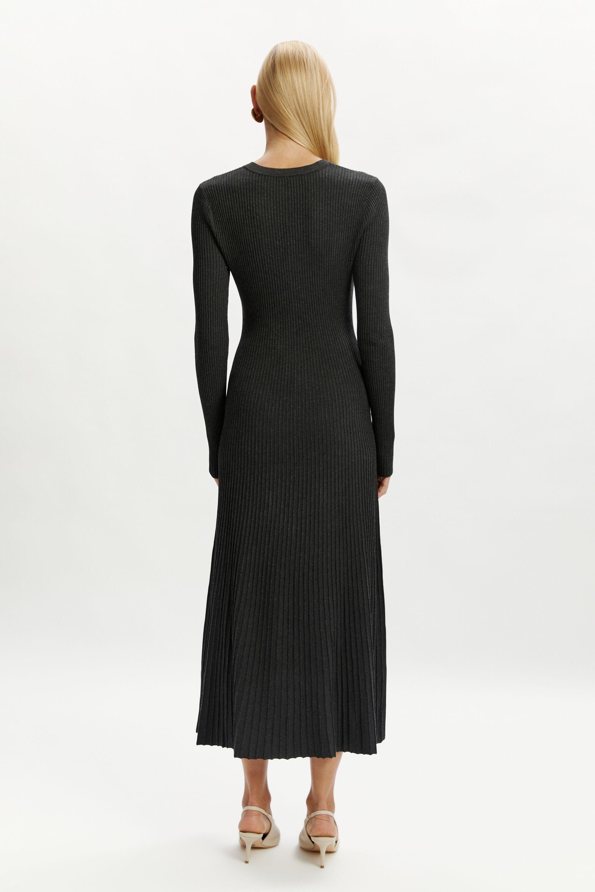 knit glitter dress Sequin Knit V-Neck Dress – Lela Rose main image 1
