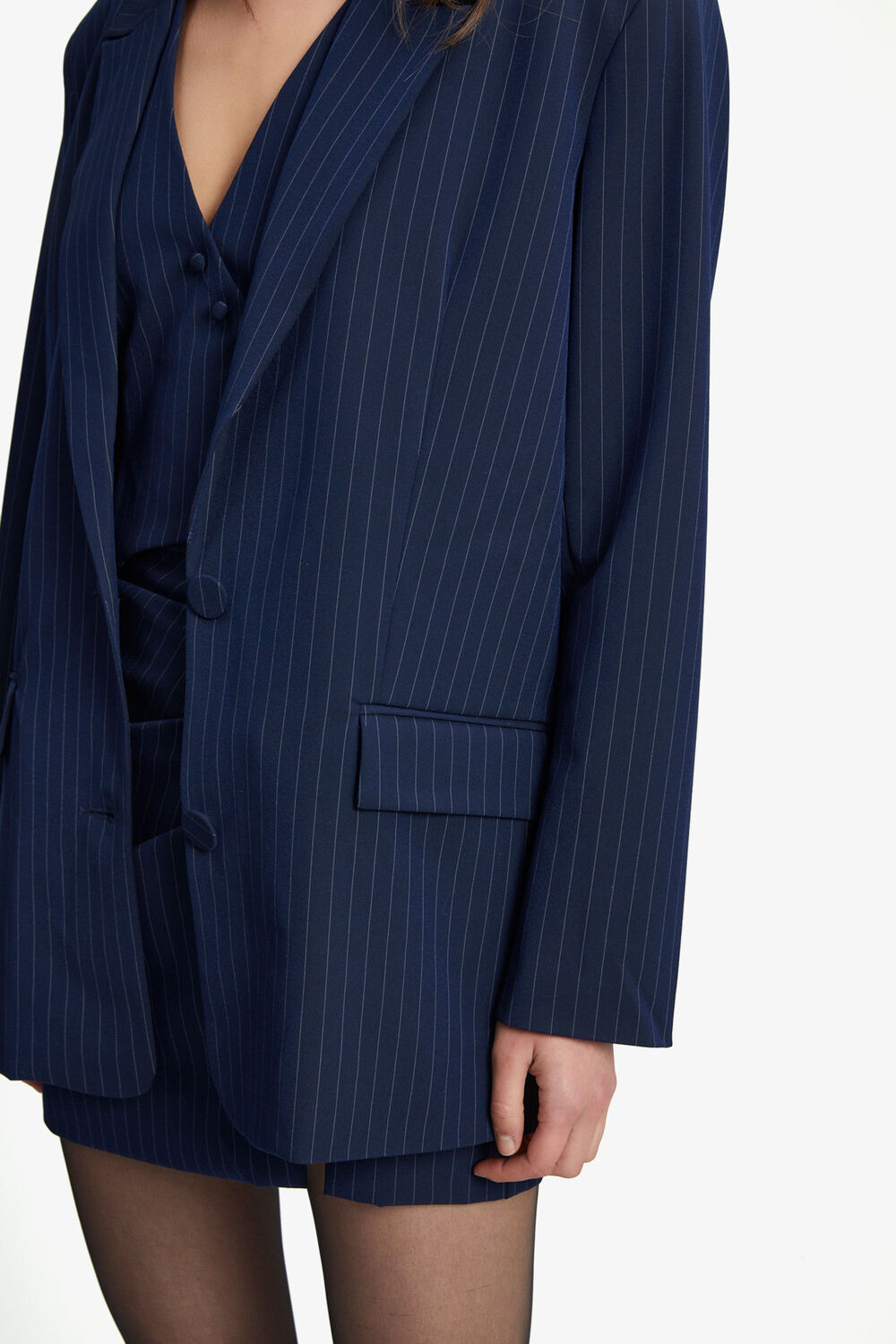 PIN STRIPE BLAZER in colour BLACK IRIS