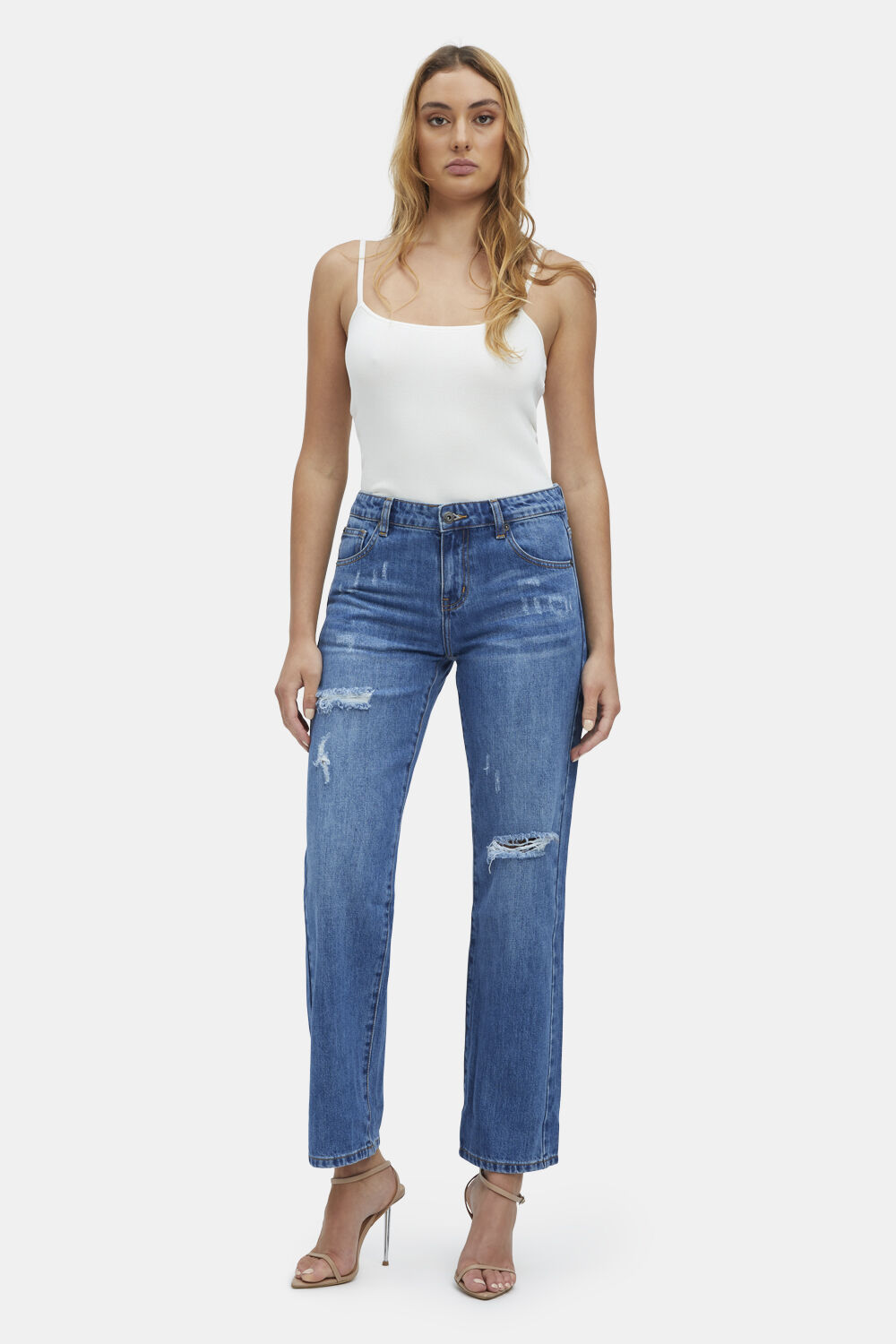 LOLA HIPSTER STRAIGHT LEG JEAN in colour CITADEL