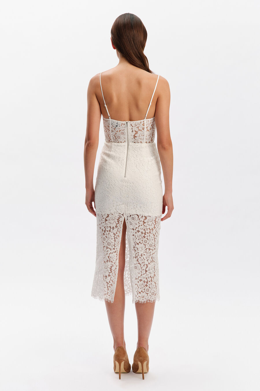 OLINA CORSET MIDI DRESS in colour Orchid White