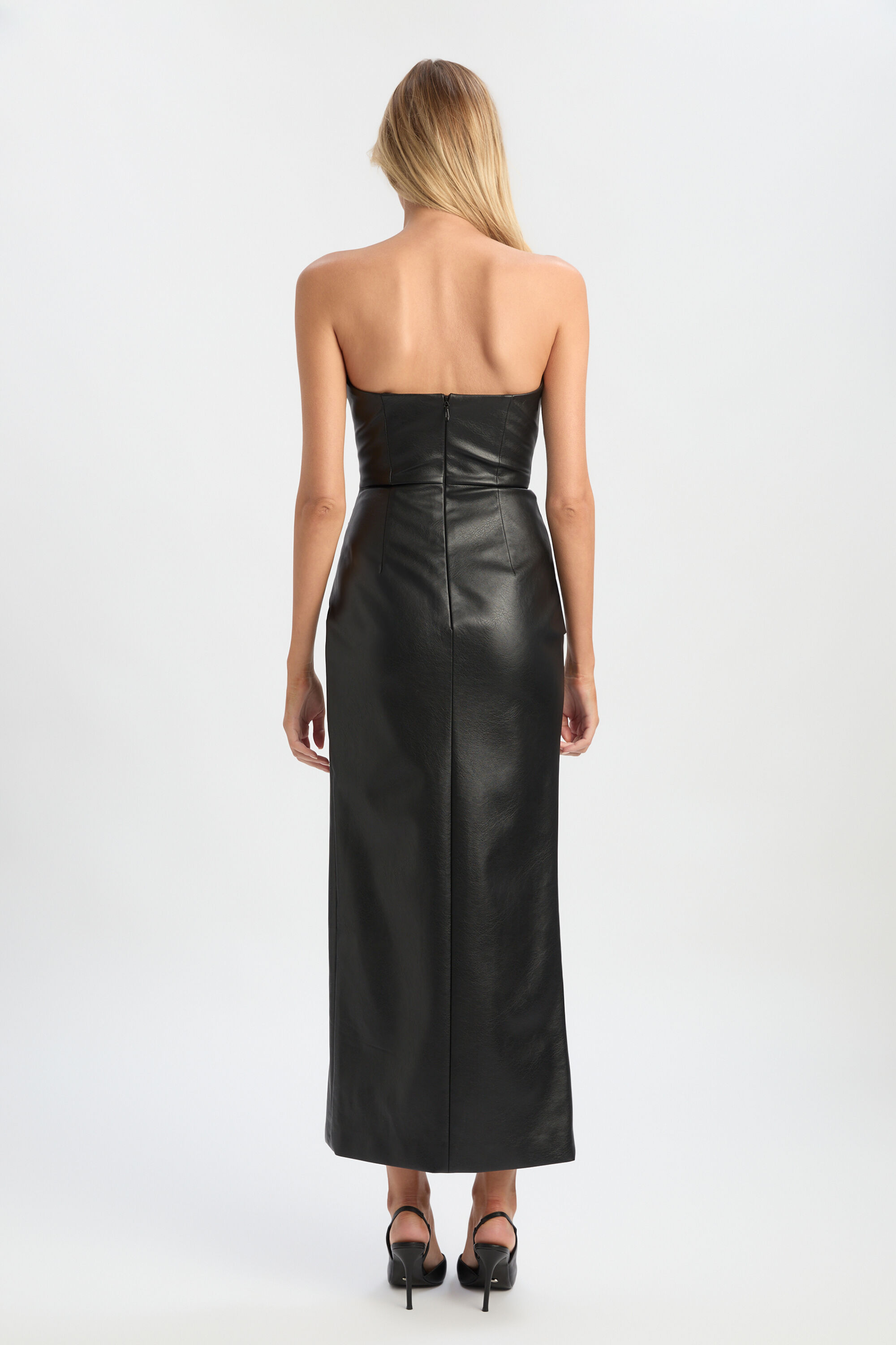 Vani Vegan Leather Maxi Dress In Black | Bardot
