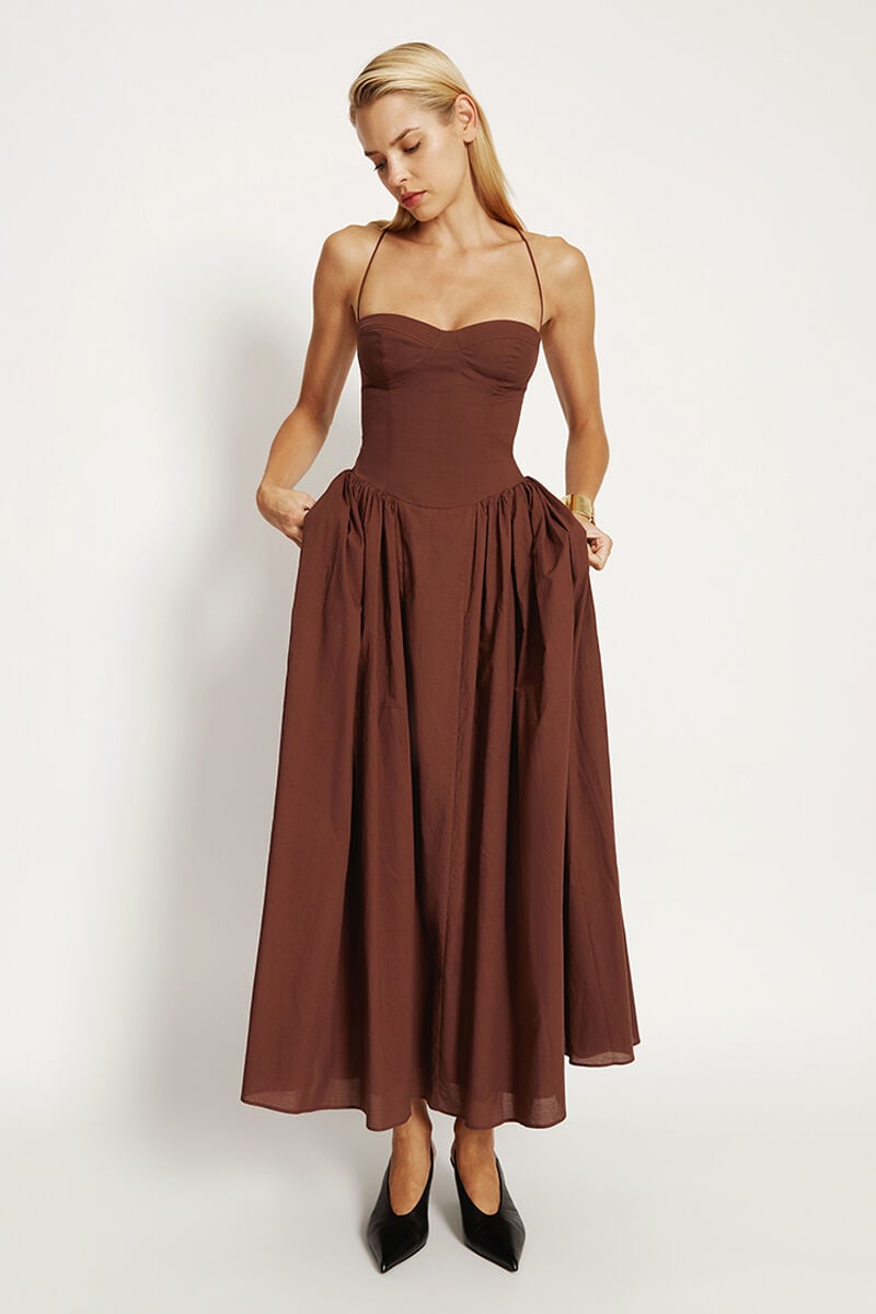 ロージールーチェ Brown Petals Dress SkylarMidiDress-