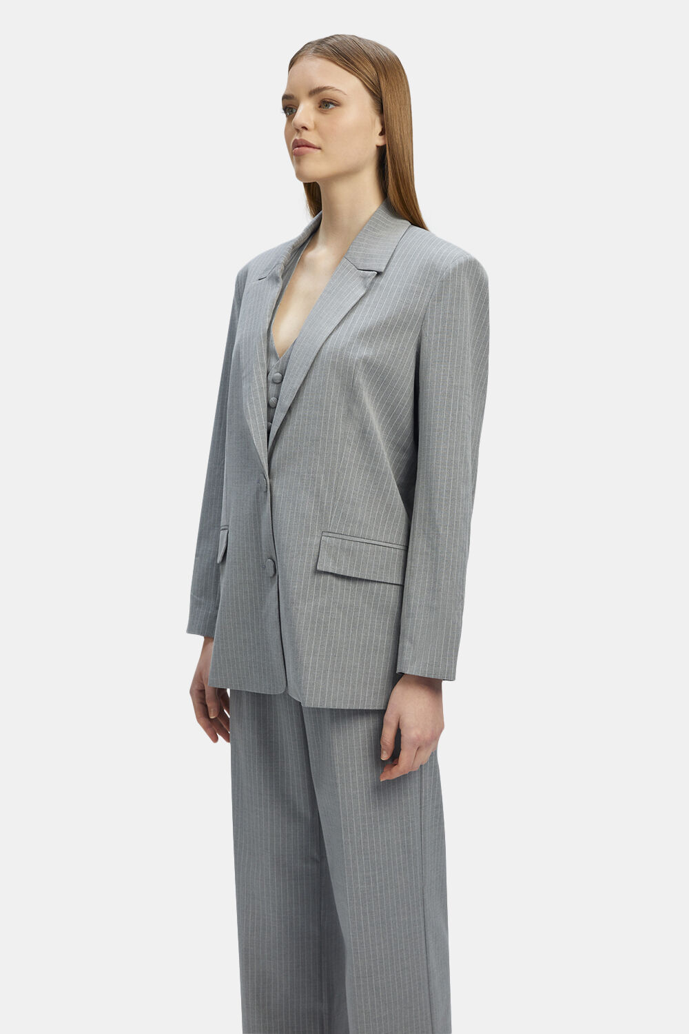 PIN STRIPE BLAZER in colour FROST GRAY