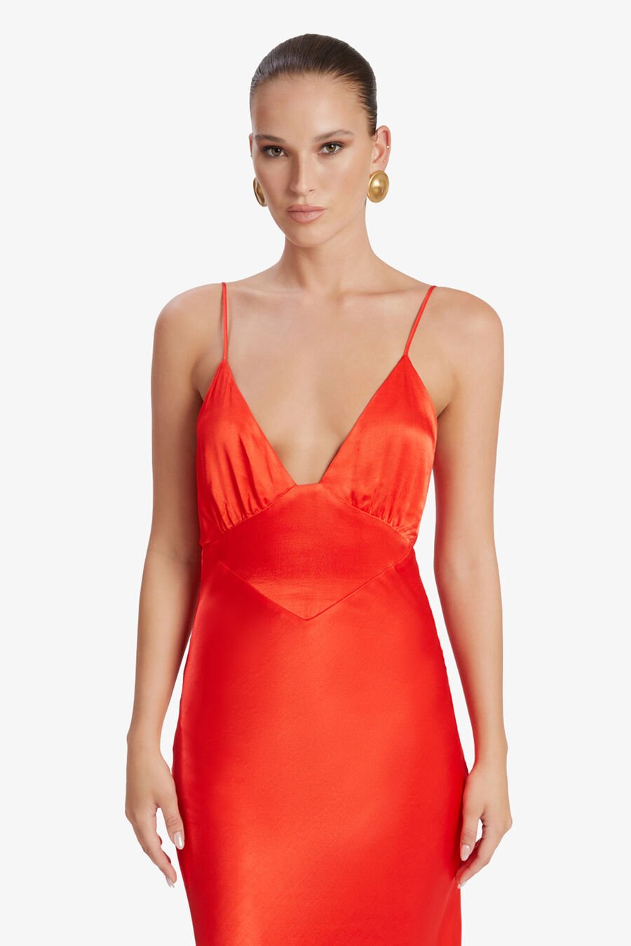 CAPRI SLIP DRESS in colour FIRE RED