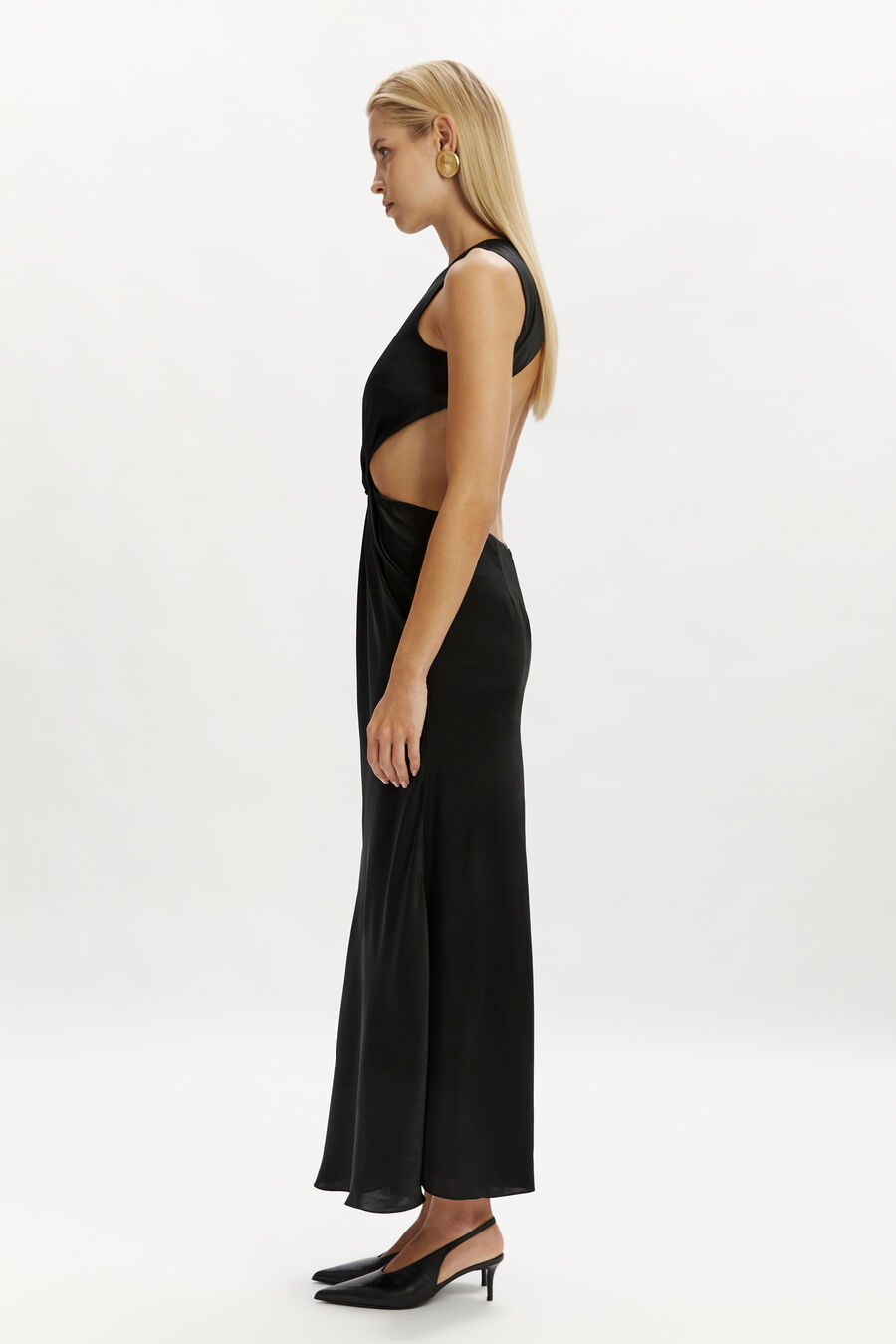ESFIRA TWIST FRONT MAXI DRESS in colour BLACK