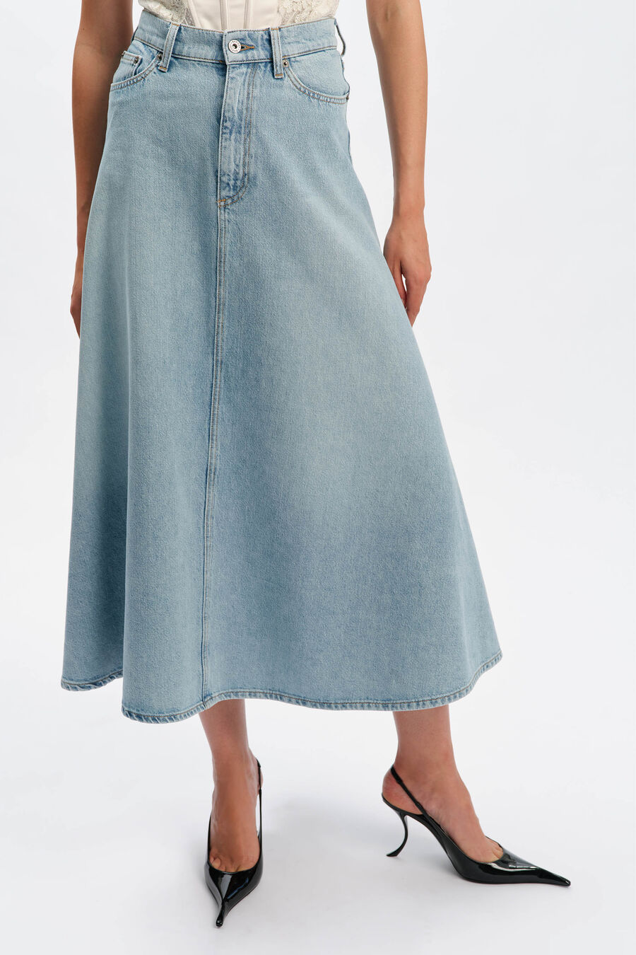 030 Denim Midi Skirt