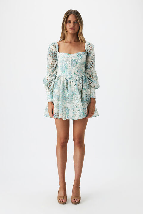 LILA FLOUNCE DRESS in colour MAJOLICA BLUE