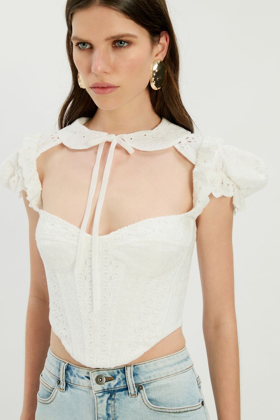 ALLINGTON BRODERIE CORSET TOP in colour Orchid White
