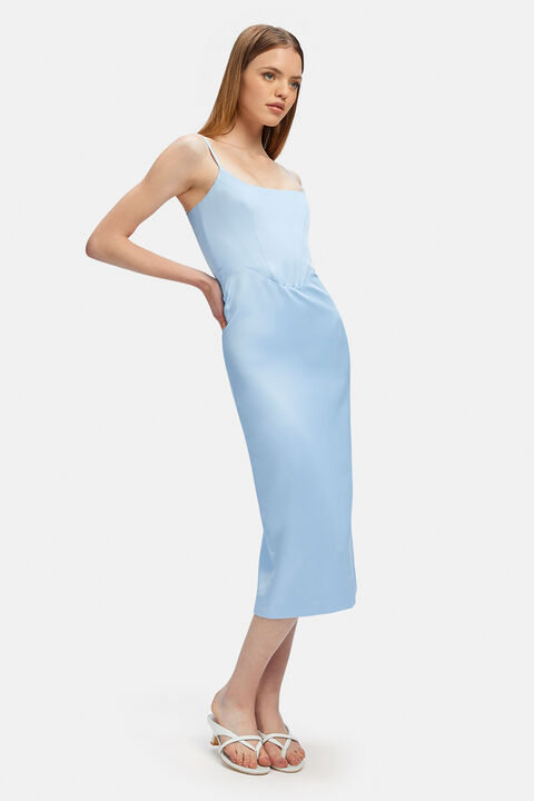 MARLO MIDI DRESS in colour CERULEAN