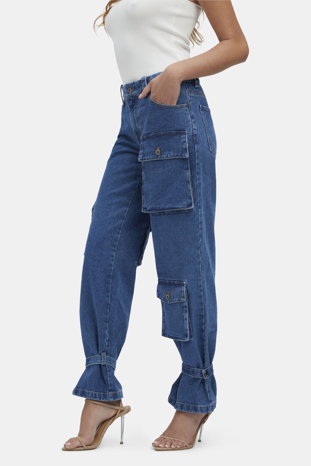 Denim Cargo Pant In Vintage Bardot