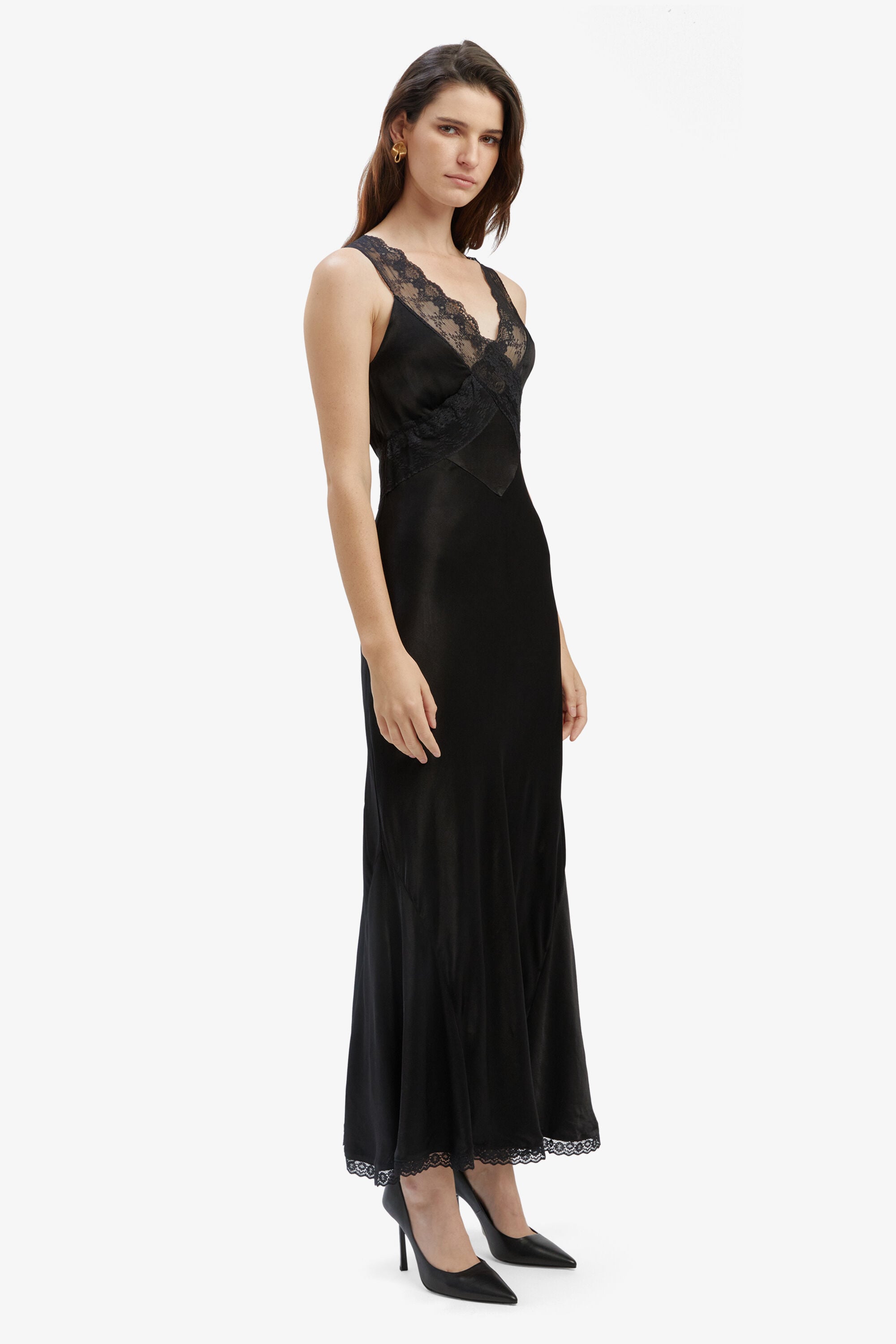 Mendez Slip Dress In Black | Bardot