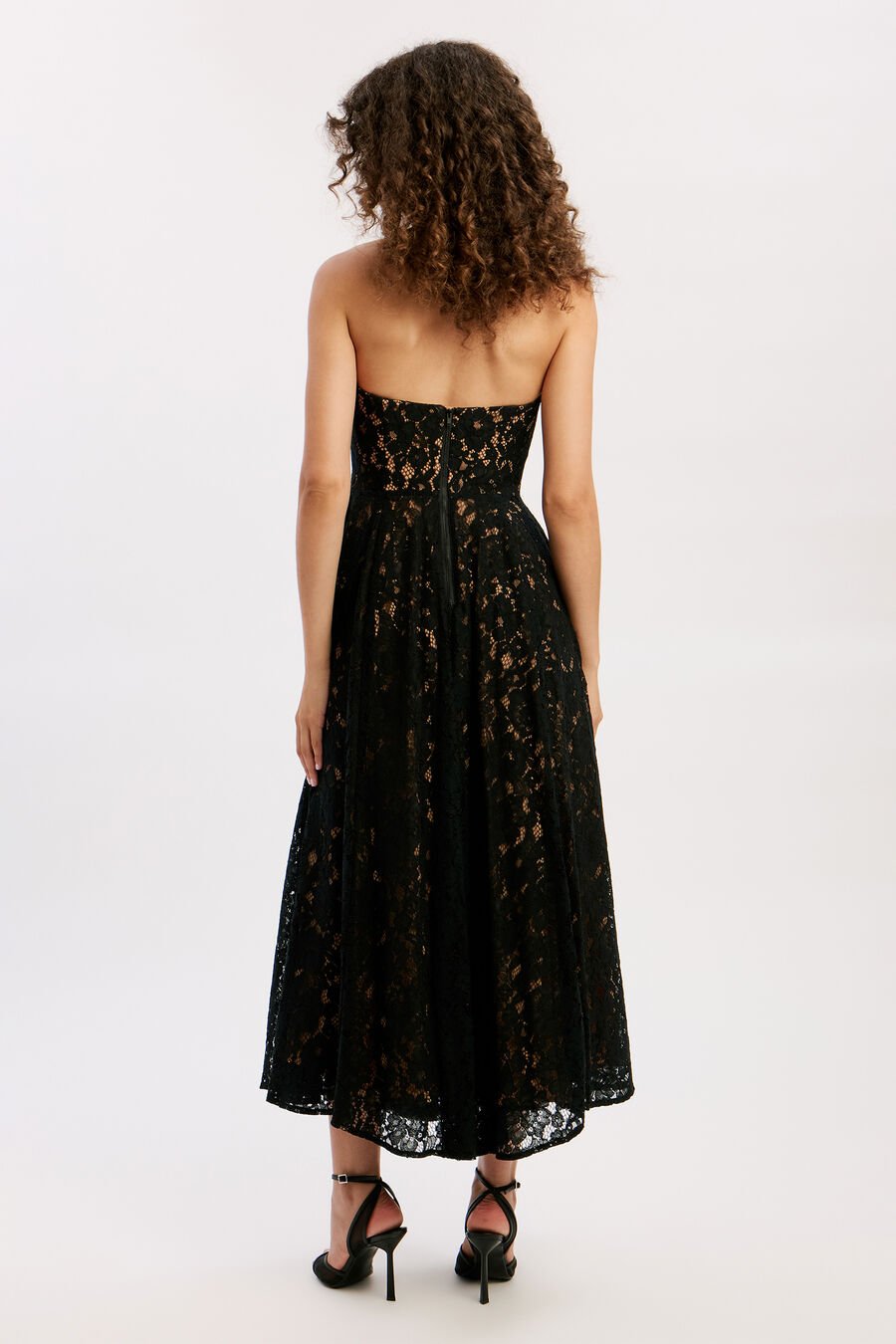 Opal Volume Lace Midi Dress