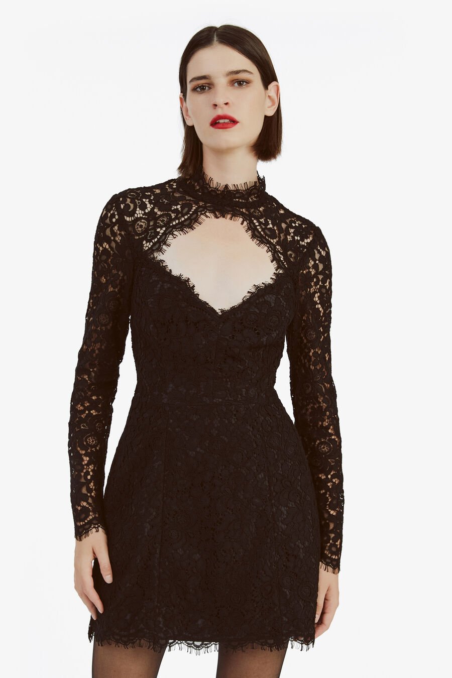 LULANI LONG SLEEVE MINI DRESS in colour BLACK