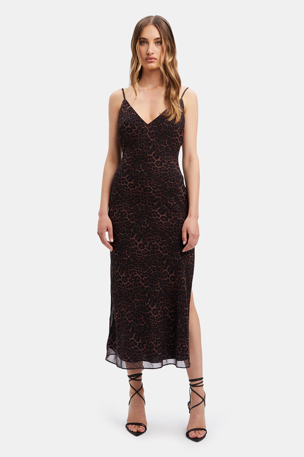 Leopard midi slip dress store