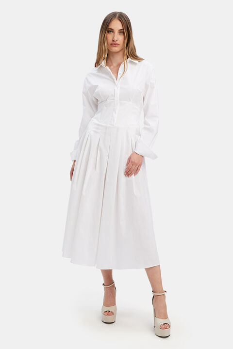 AMIRA CORSET SHIRT DRESS in colour BRIGHT WHITE