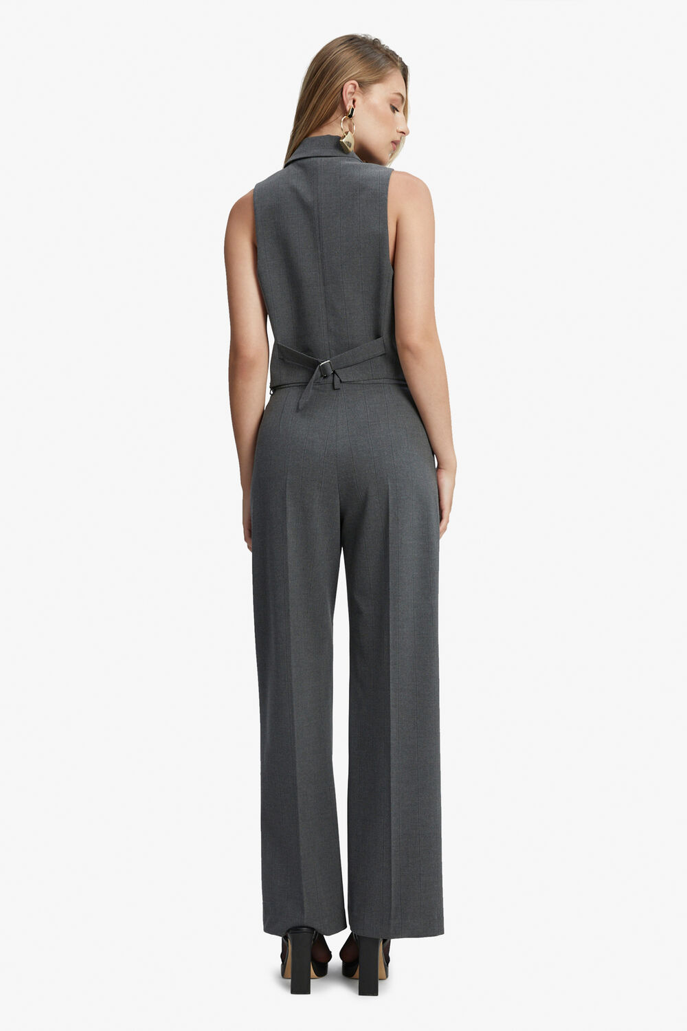 PIN STRIPE STRAIGHT PANT in colour FROST GRAY