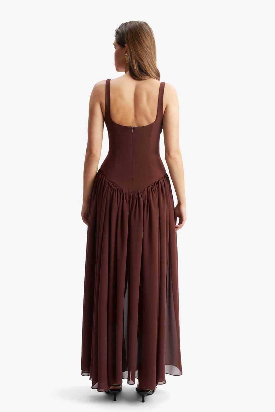 BRIANN MAXI DRESS in colour CHOCOLATE