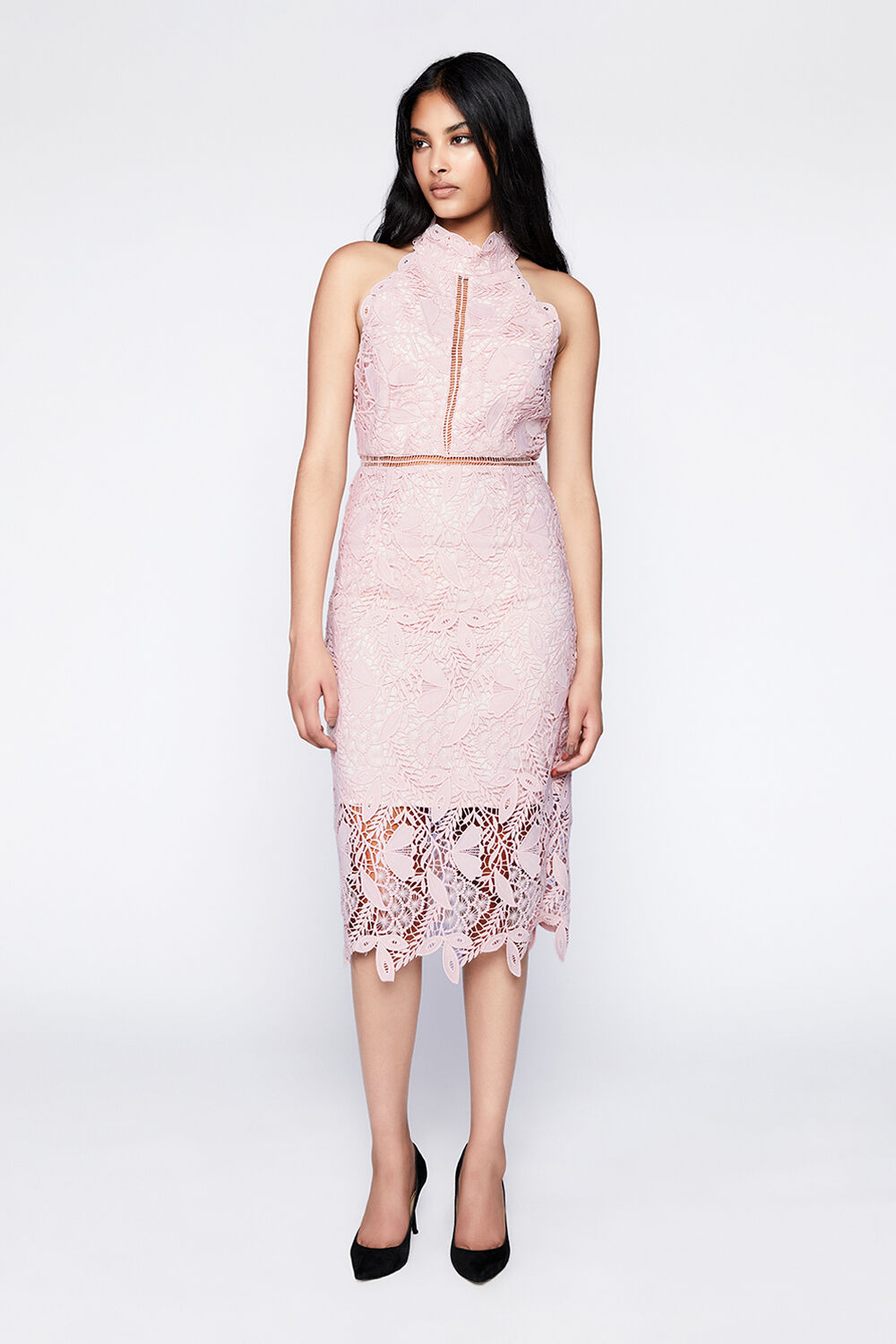 WILLOW FLORAL LACE DRESS in colour SOFT PINK