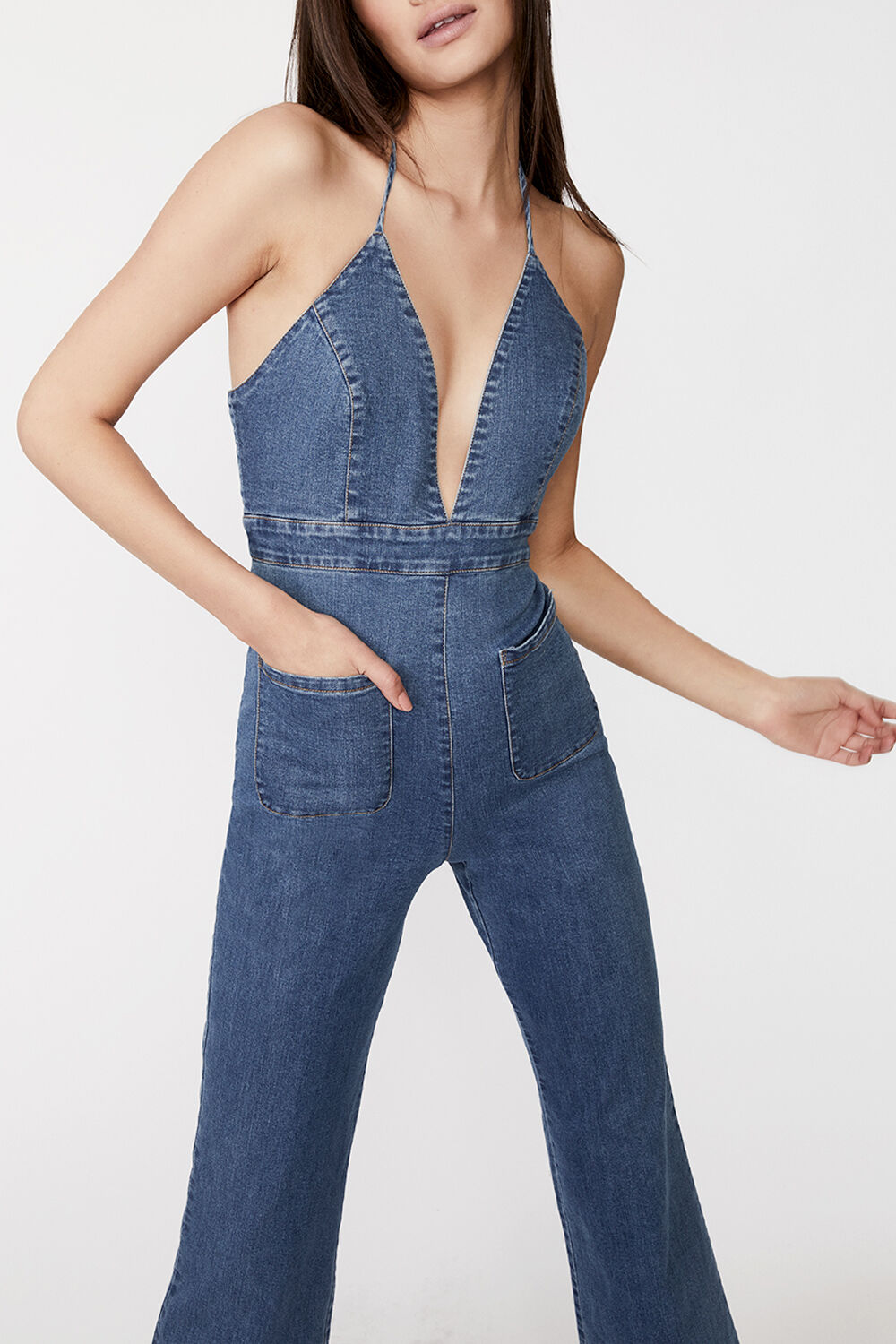 reservoir natuurlijk graan Lina Denim Jumpsuit in Vintage | Bardot