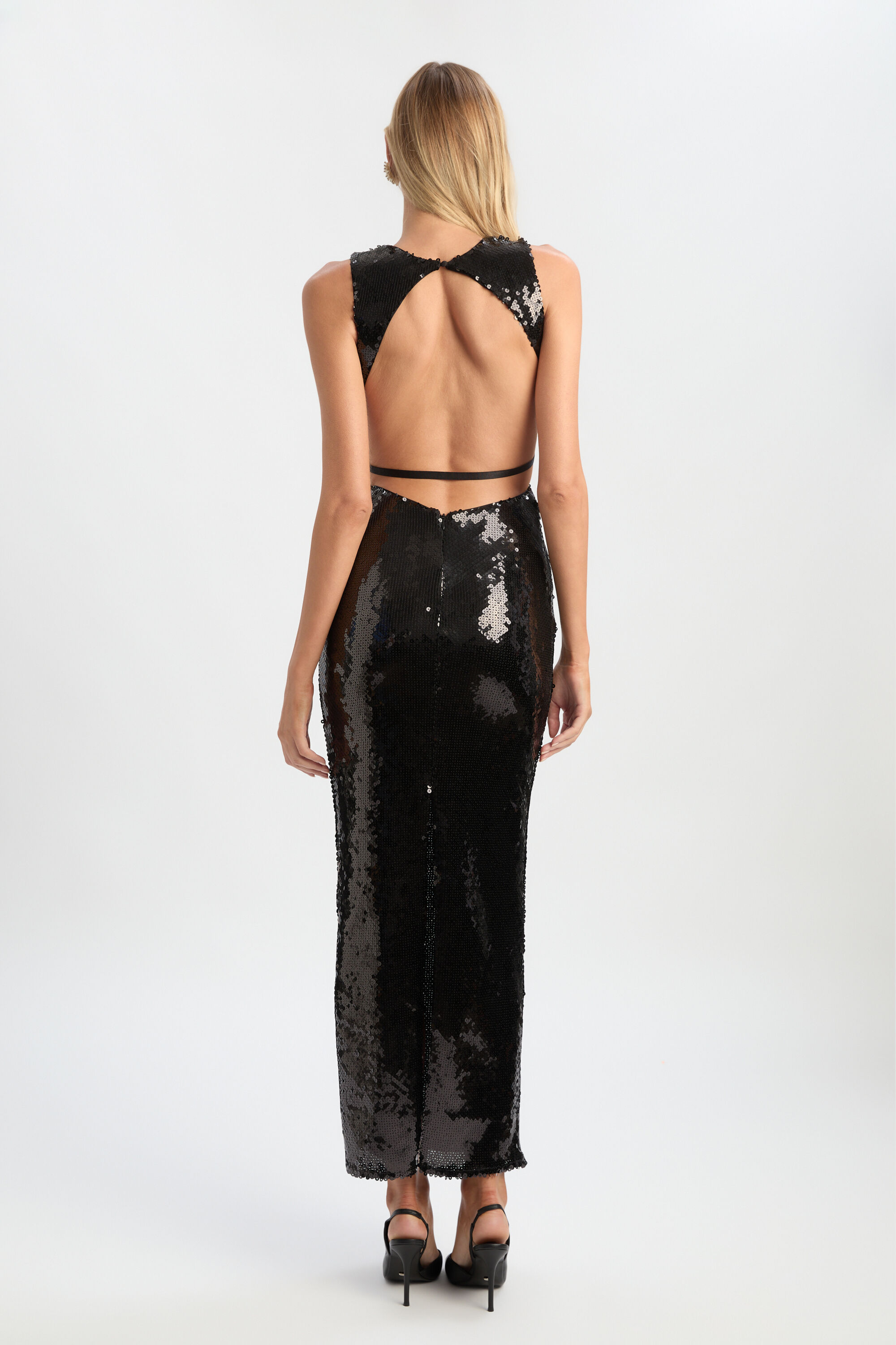 Portia Sequin Maxi Dress In Black | Bardot