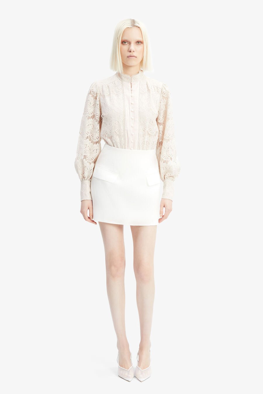 DELPHI LINEN MINI SKIRT in colour ORCHIDWHT