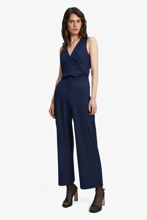 PIN STRIPE WIDE LEG PANT  in colour BLACK IRIS